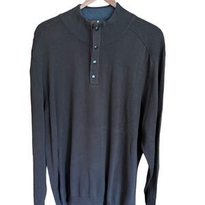 Tasso Elba olive green-brown long sleeved zip and snap neck sweater size XL